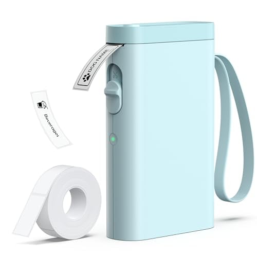 Impresora de etiquetas TYPONOS P21 con cinta, impresora de etiquetas térmica Bluetooth, minietiquetadora con cortador integrado y múltiples plantillas, impresora portátil para uso escolar, de oficina