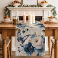 thumbnail image 2 of Table Runner 90 Inches Long for Kitchen Dining, Vintage Blue Floral Dresser Scarf Farmhouse, Dining Table Decorations for Wedding/Parties, Butterflies Watercolor Flower Linen 13 x 90 In, 2 of 8