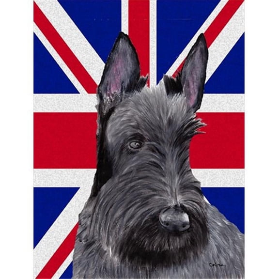 Scottish Terrier With English Union Jack British Flag Flag Canvas House Size