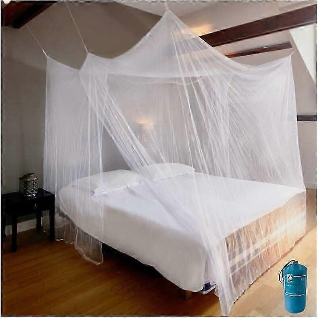 PREMIUM MOSQUITO NET canopy for double bed, Suspension kit, Carrying bag, Rectangular net that protects you and repels insects
