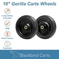 thumbnail image 2 of Blackbird Carts 10 Inch Replacement Tire and Wheel for Gorilla Carts Utility Lawn and Garden Cart, 2 Pack, 2 of 10