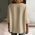 thumbnail image 6 of Stamzod Cardigan for Women Casual Cotton Linen Button Up Shirt Jacket Plus Size 3/4 Length Sleeve Womens Tops Khaki XXXL, 6 of 7