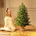 thumbnail image 6 of OasisCraft 3ft Pre-lit Artificial Mini Christmas Tree Includes Small Lights and Cloth Bag Base for Tabletop or Desk Burlap Green, 6 of 7
