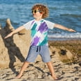 thumbnail image 3 of FORMRS Boys Rash Guard with Short Sleeves UPF 50+ Swim Shirts Sizes 3-12T, Green Drawing, 3 of 6