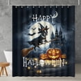 thumbnail image 2 of Happy Halloween Boston Terrier Witch Pumpkins Bats Shower Curtain Gentleman Dog Lover Gifts Waterproof Bathroom Bathtub Curtain - 13012, 2 of 5