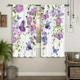 thumbnail image 2 of Purple Butterfly Window Curtains 42W X 63L Inches 2 Panels Rod Pocket Spring Floral Lavender Curtains Lilac Summer Leaves Plant Girly Window Drapes Treatment Living Room Bedroom Home Decor, 2 of 6