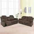 thumbnail image 2 of Corduroy Living Room Furniture Set Reclining Sofa Set Loveseat Furniture Sets in Living Room Sofa Recliners(Sofa+Loveseat, Taupe Corduroy), 2 of 5