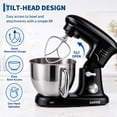 thumbnail image 3 of Garvee 5.3 QT Stand Mixer, 500W Kitchen Mixer with 10‑Speed Adjustable Control, Tilt‑Head Design for Bread Dough, Cake, Cookies, 120V, Black, 3 of 8