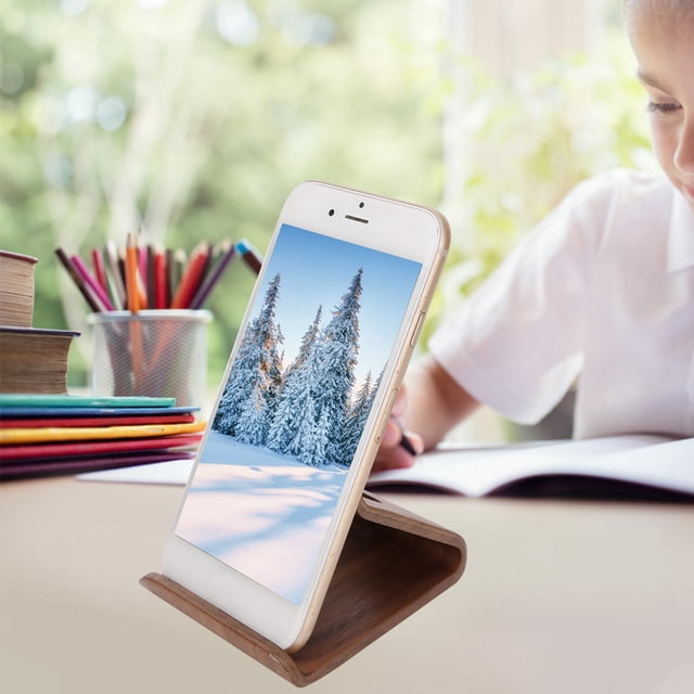 Wooden Tablet PC Holder, Tablet PC Holder, Edge Wooden Mobile Phone Stand Simple Design Double-Sided Walnut For Students Birthday Present