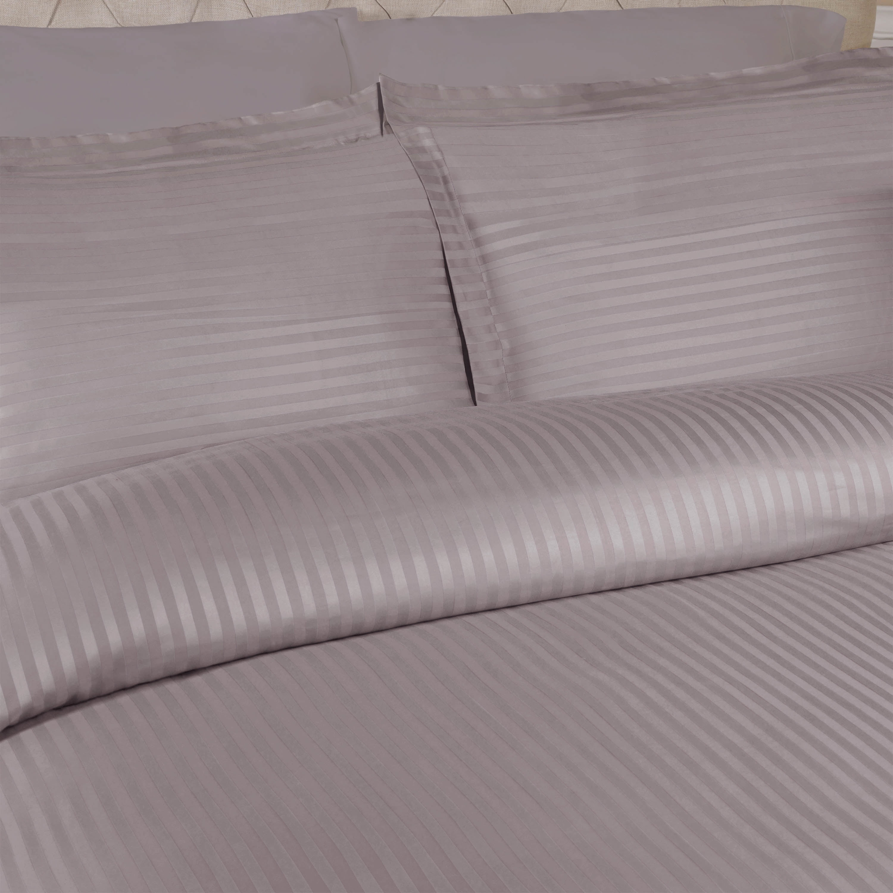 BNM 300 Thread Count Egyptian Cotton Stripe Duvet Cover, Full/ Queen, Grey