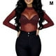 thumbnail image 2 of Camiseta básica de mujer, camiseta Sexy de manga larga transparente informal con respaldo para mujer, camiseta de cuello redondo para fiesta, Club, Tops femeninos, primavera, vino, rojo M Vogacara AP008921-08, 2 of 7