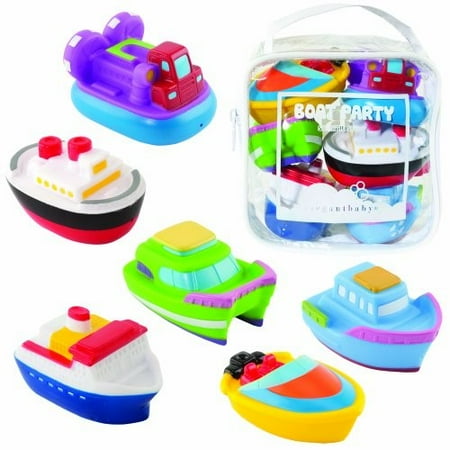Elegant Baby 6 Piece Bath Squirties Gift Set in Vinyl Zip Bag, Boats