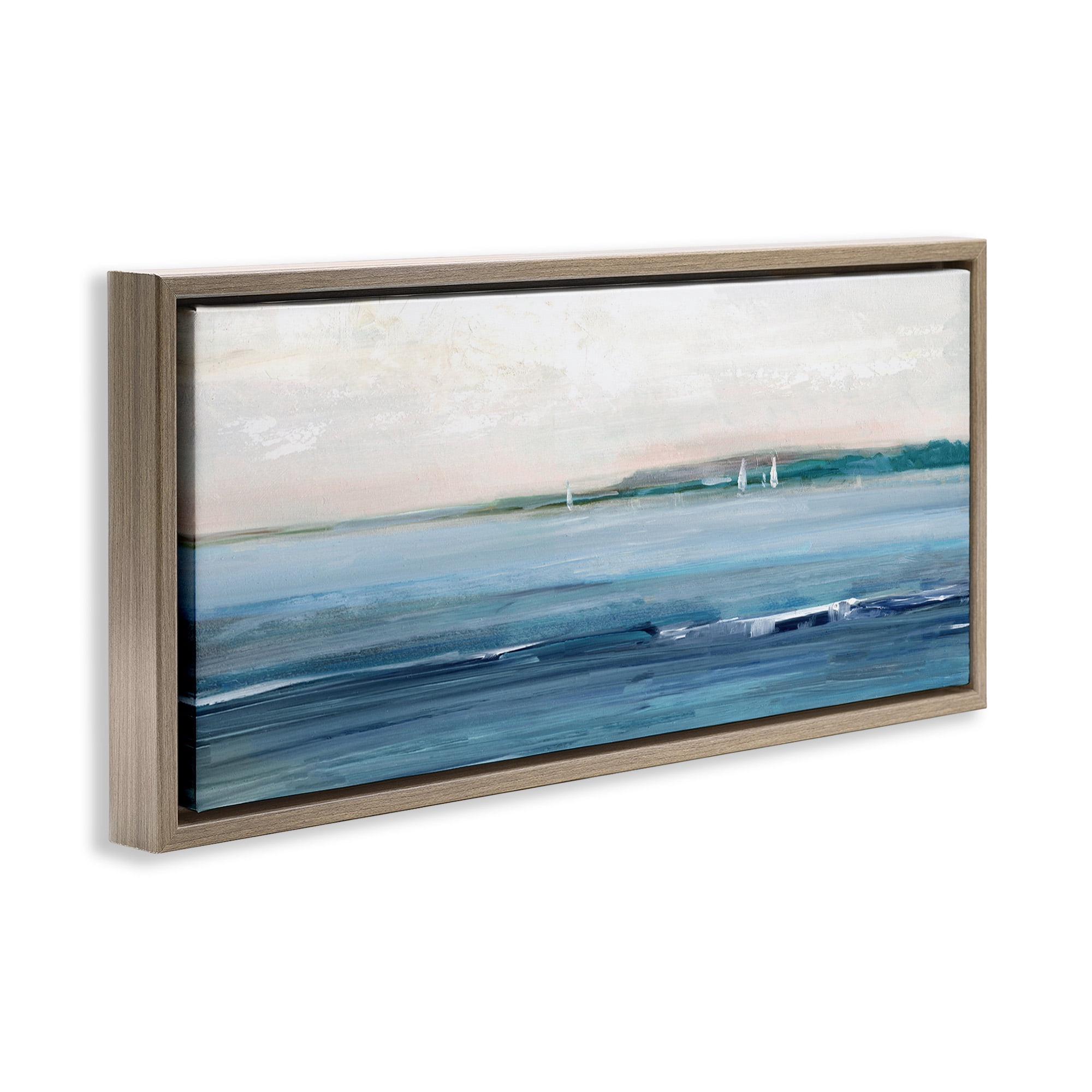 Stupell Industries Morning Sky Abstract Ocean Nature Painting Brown Floater Framed Canvas Art Print Wall Art, 31 x 14