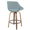 thumbnail image 4 of Fabrico Mid-Century Modern Counter Stool in Walnut and Blue Noise Fabric by LumiSource - Set of 2, 4 of 8