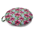 thumbnail image 1 of Watercolor Round Floor Cushion with Handle, Close up Painting of Hibiscus and Leaves, Decorative Pillow for Living Room & Dorms, 18" Round, Hot Pink Eggplant, by Ambesonne, 1 of 4