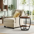 thumbnail image 6 of Condemo Round End Table with Storage Shelf, 2-Tier Industrial Side Table for Living Room or Bedroom, Brown & Black, 6 of 7