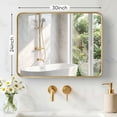 thumbnail image 2 of Gianna Anti-Fog Bathroom Wall Mirror – 24" x 30" Shatterproof Vanity Mirror with Rectangular Metal Frame, Gold, 2 of 5