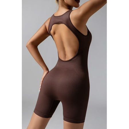 

Power Romper for Women Workout Yoga Gym Seamless One Piece Racerback Jumpsuit Tummy Control Padded Sports Bra
