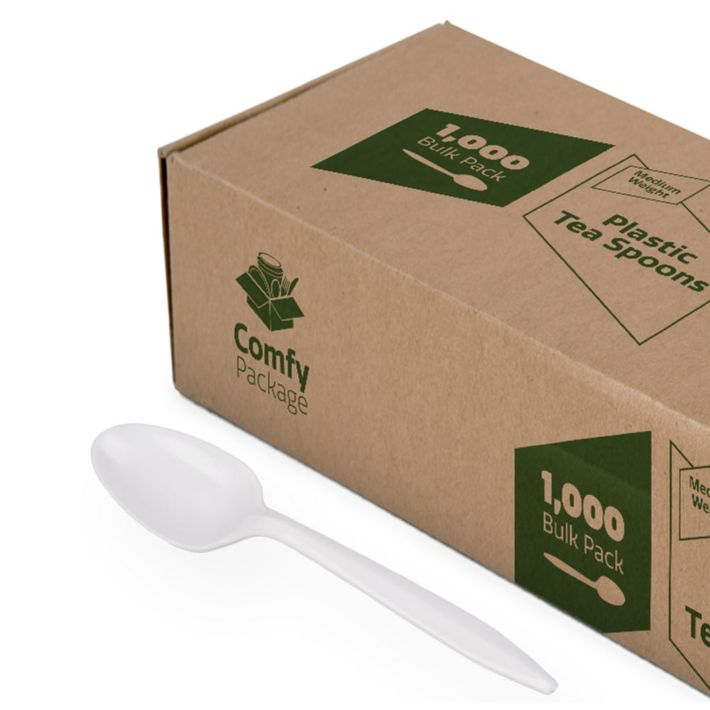 Comfy Package Plastic Tea Spoons Medium Weight White (1000 Count