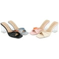 thumbnail image 4 of Journee Collection Womens Aylia Clear Block Heel Soft Vegan Leather Slip On Sandals, 4 of 6