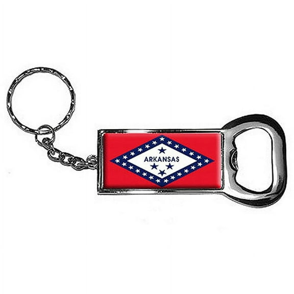 Arkansas State Flag Keychain Key Chain Ring Bottle Bottlecap Opener