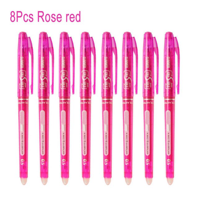 Erasable Gel Pen 0.7mm 0.5mm Bullet Tip Blue Black Red Color Ink Refill Rods Writing Drawing Painting Washable Handle 8pcs rose red 8pcs Purple0.7mm|https://ae01.alicdn.com/kf/Hf78df99703634e0981c0b84