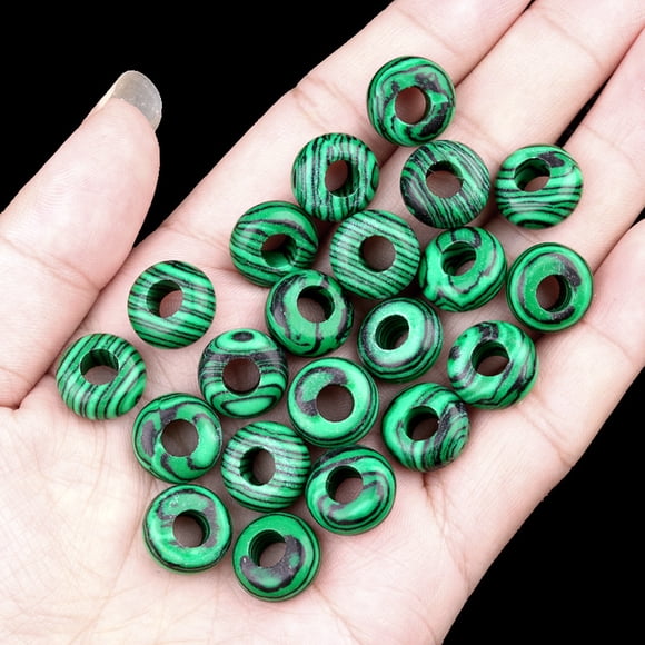 Firefly Hope 20 Pcs 6×12mm Rondelle Natural Gemstone Loose Beads, Large Hole Beads for DIY Jewelry Making, Bracelets & Macrame Projects, Malachite
