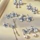 thumbnail image 5 of Pendientes de flor de mariposa de cristal azul degradado con aguja plateada, pendientes de verano pequeños y frescos con temperamento, pendientes dulces de moda, 5 of 6