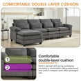thumbnail image 2 of 118'' Modern 4-Seater Sectional Sofa, Living Room L-Shaped Corduroy Upholstered Sofa, Comfortable Cloud Couch, with Ottoman, 2 of 8