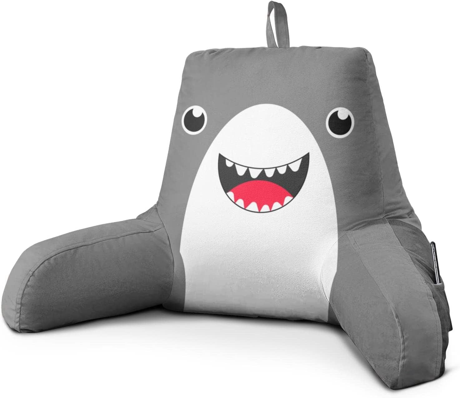 Reading Pillow for Kids, Grey Shark Backrest Pillows for Sitting in Bed
