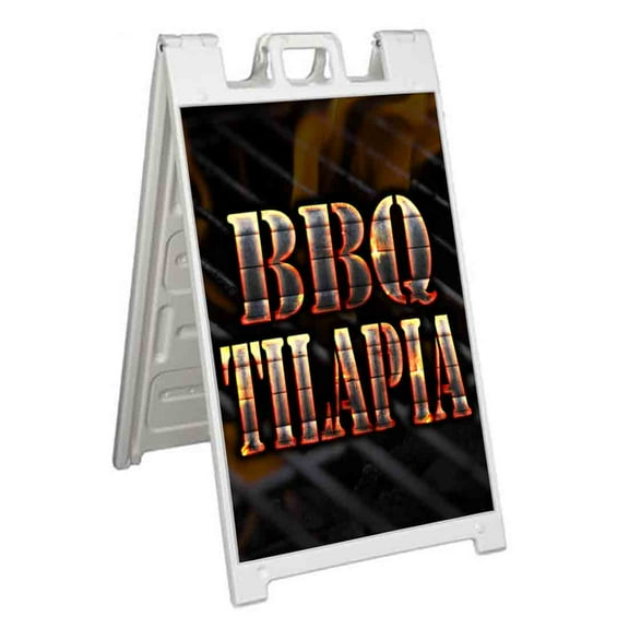 BBQ Tilapia (24" X 36") Standard A-Frame Signicade, Includes Decal Applied To Stand