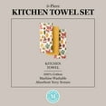 thumbnail image 5 of MARTHA STWEART Autumn Harvest Falling Leaves Kitchen Towel 3-Pack Set, 100% Cotton with Absorbent Terrycloth, Decorative Kitchen Towels, Tan/Red/Green, 16"x28", 5 of 6