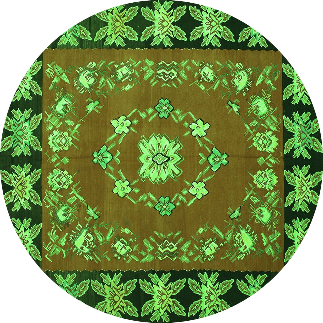 Ahgly Company Indoor Round Persian Green Traditional Area Rugs, 8 ...