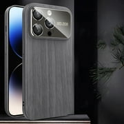for iPhone 12 Pro Max Soft TPU Wooden Case, Compatible with iPhone 12 Pro Max Shockproof Protective Phone Cover Unique Classy Ultra Slim Wooden Texture Big Window Auto Focus Case, Gray