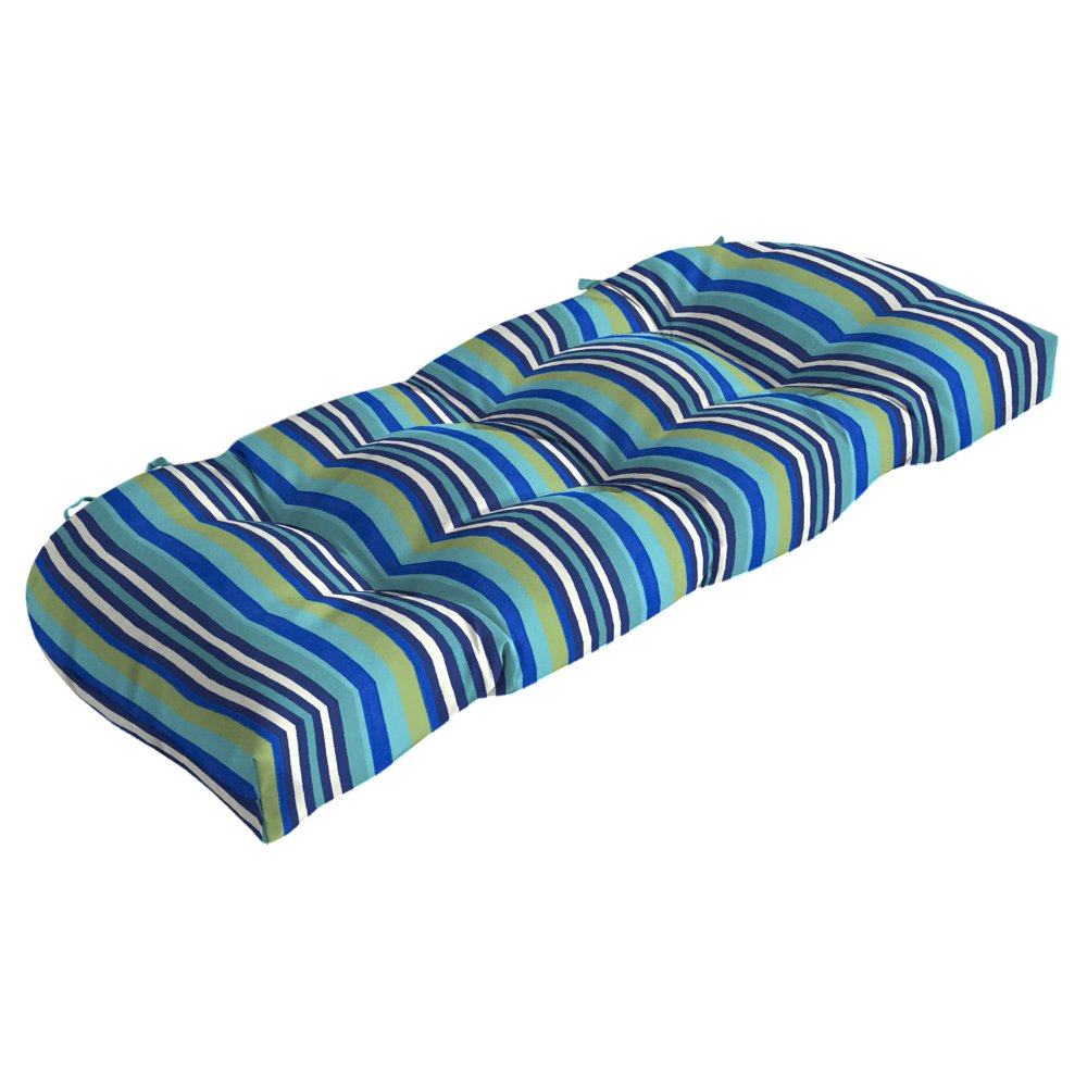 Mainstays Turquoise Stripe 18 x 41.5 in. Outdoor Wicker Settee Cushion