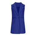 thumbnail image 6 of Women's Plus Size Single Button Vest Coat Lapel Neck Sleeveless Elegant Outerwear Coats S-3XL with Pockets, 6 of 9