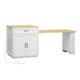 thumbnail image 3 of Îlot de Cuisine Extensible avec Table à Manger - MDF Blanc 56 Pouces, 3 of 8