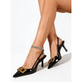 thumbnail image 6 of On feet& in love Women's Pointed Toe Slingback Patent PU Heels with Geometric Buckle - Black Dress Shoes for Party & Evening - Size 11, 6 of 7