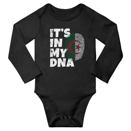 

It s In My Algerian DNA Baby Long Sleeve Jumpsuits (Black 6 Months)