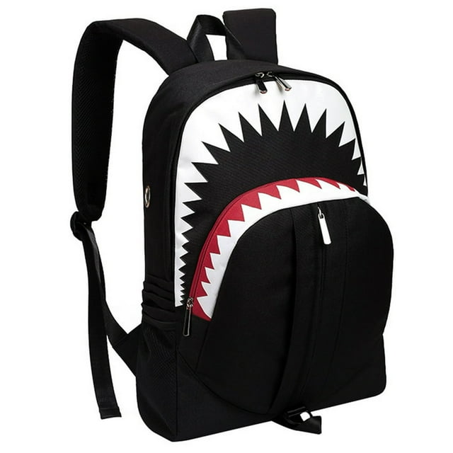 Shark Mouth School Backpack USB Charging Night Luminous Bag for Travel