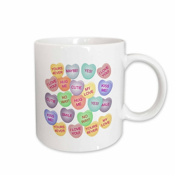 3drose, Valentines Conversation Candy Hearts, Valentines Day, 3drsmm, 15oz Mug