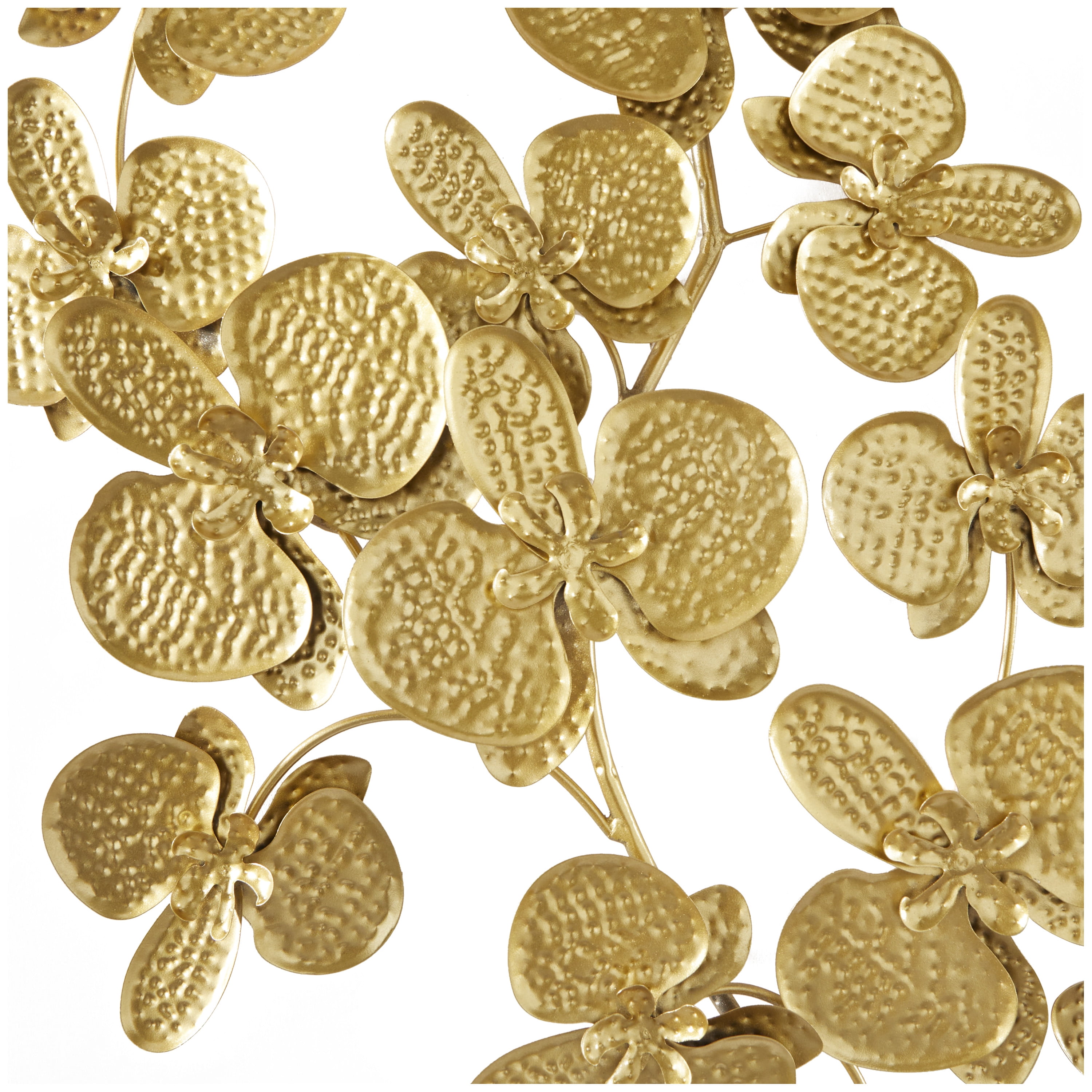 CosmoLiving by Cosmopolitan Gold Metal Orchid Floral Wall Decor with Stem