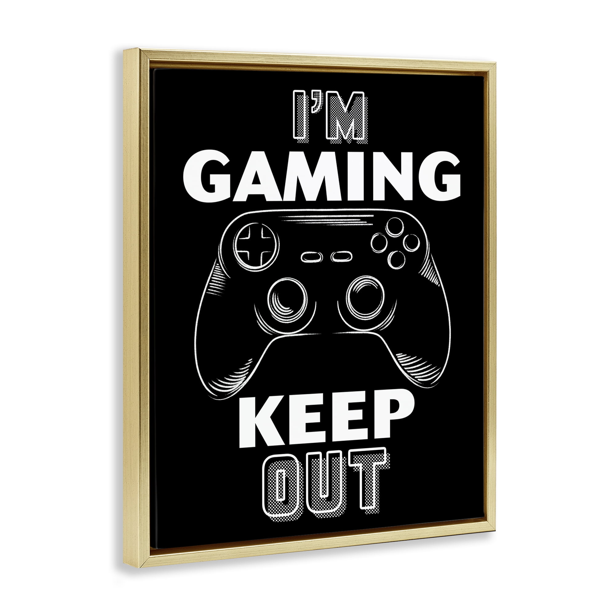 Stupell Industries I'm Gaming Keep Out Gold Framed Floater Canvas Wall Art, design by Marcus Prime