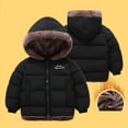 thumbnail image 5 of Ecqkame Girls Winter Down Jackets Cute Solid Color Warm Hooded Puffer Jacket Casual Pocket Zipper Thick Outwear Black 1-2 Years, 5 of 8
