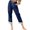 385#Dark Blue, variant on Women Cotton Linen Elastic Waist Wide Leg Pants Summer Casual Beach Vacation Pants with Pockets Red 3XL