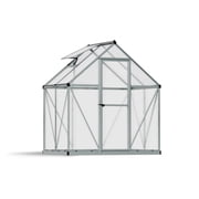 Palram - Canopia Mythos 6 x 4 Polycarbonate/Aluminum Walk-In Greenhouse – Silver - with Roof Vent
