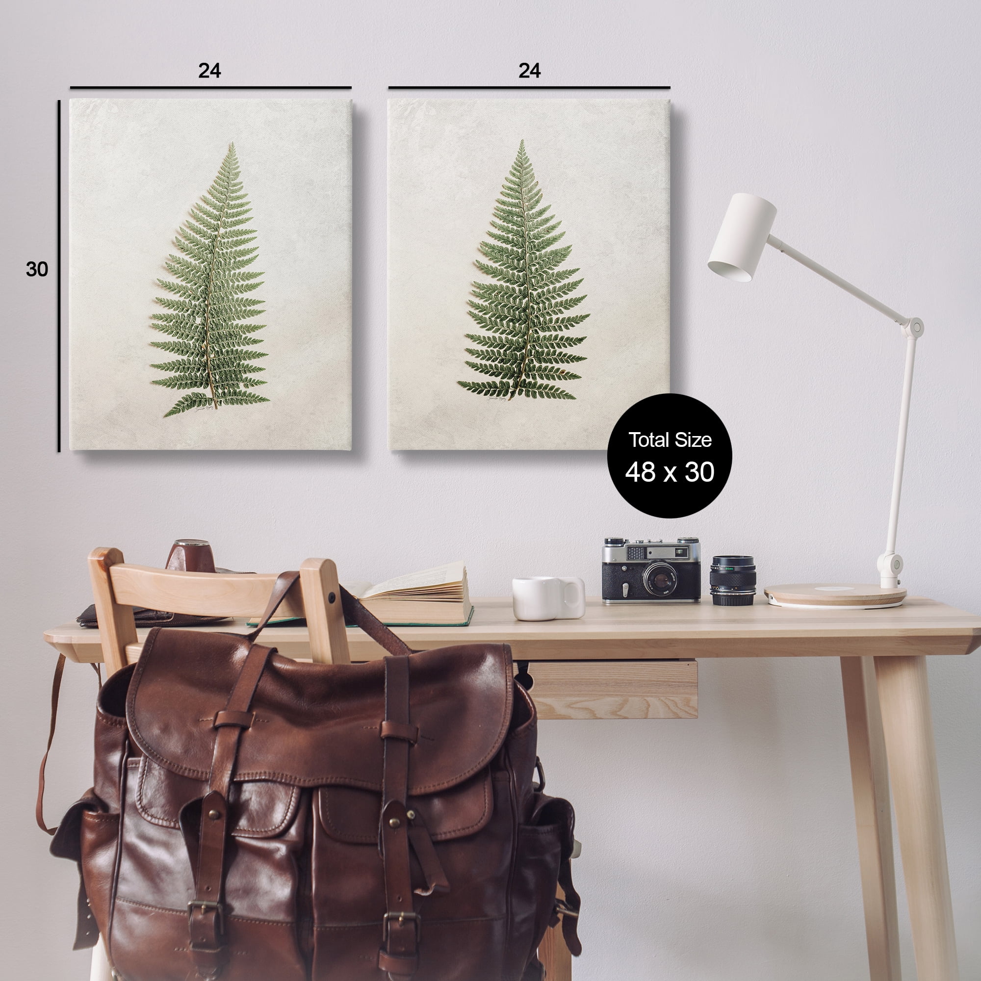 Stupell Industries Realistic Fern Leaves Plants & Flowers Painting Wrapped Canvas Art Print Wall Art, 24 x 30, Set of 2