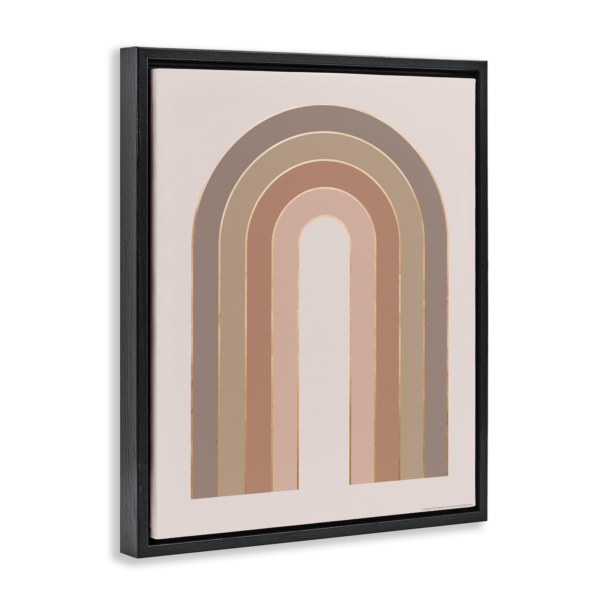 Stupell Industries Peachy Boho Rainbow Abstract Painting Black Floater Framed Canvas Art Print Wall Art, 17 x 21