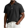 thumbnail image 2 of YODETEY Men's Button Polo Shirt with Shirt Sleeve,Mens Collared Fit Golf Shirts ,Big and Tall Black,Size S, 2 of 5