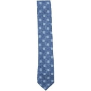 Altea Milano Men's Blue Jean W Squares Linen and Silk Geometric Tie Necktie - One Size